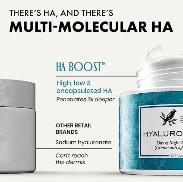 Crème à l'acide hyaluronique biologique  avec rétinol pour le visage - vitamines C et E -  3X PLUS EFFICACE avec 2% d'AH - Crème hydratante anti-âge + Rétinol Hydrate et raffermit jour et nuit - VEGAN / DÉVELOPPÉ PAR UN DERMATOLOGUE