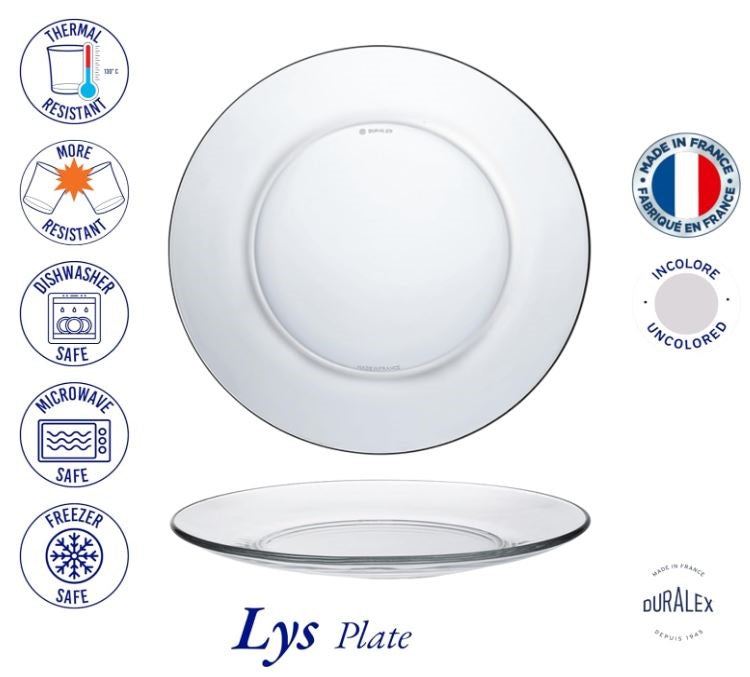 Duralex - Assiette Plate 14,5cm Lys Transparent - Lot de 6