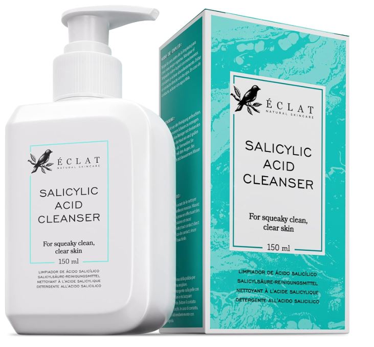 Eclat Skincare - Gel nettoyant pour le visage à l'acide salicylique, moussant, contre l'acné - Nettoyant contre l'acné pour les éruptions, le contrôle de la peau grasse et adapté à la peau sensible, 150 ml.