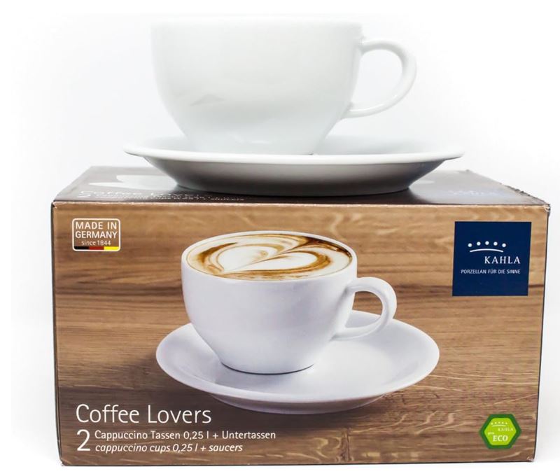 KAHLA Coffee Lovers Lot de 2 tasses à cappuccino et soucoupes en porcelaine blanche 0,25 l