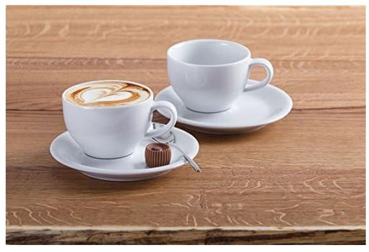 KAHLA Coffee Lovers Lot de 2 tasses à cappuccino et soucoupes en porcelaine blanche 0,25 l