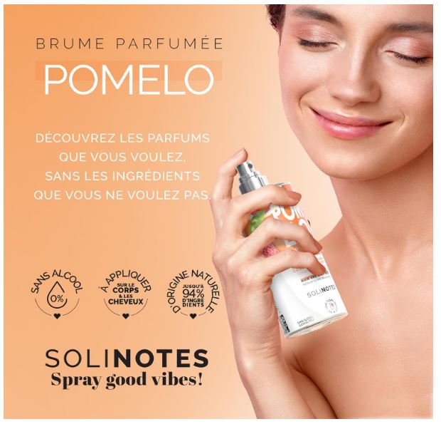 SOLINOTES Brume Parfumee Pomelo | Parfum Rafraichissant et Hydratant - Sans Alcool | Brume Parfumee Corps et Cheveux | 250 ml