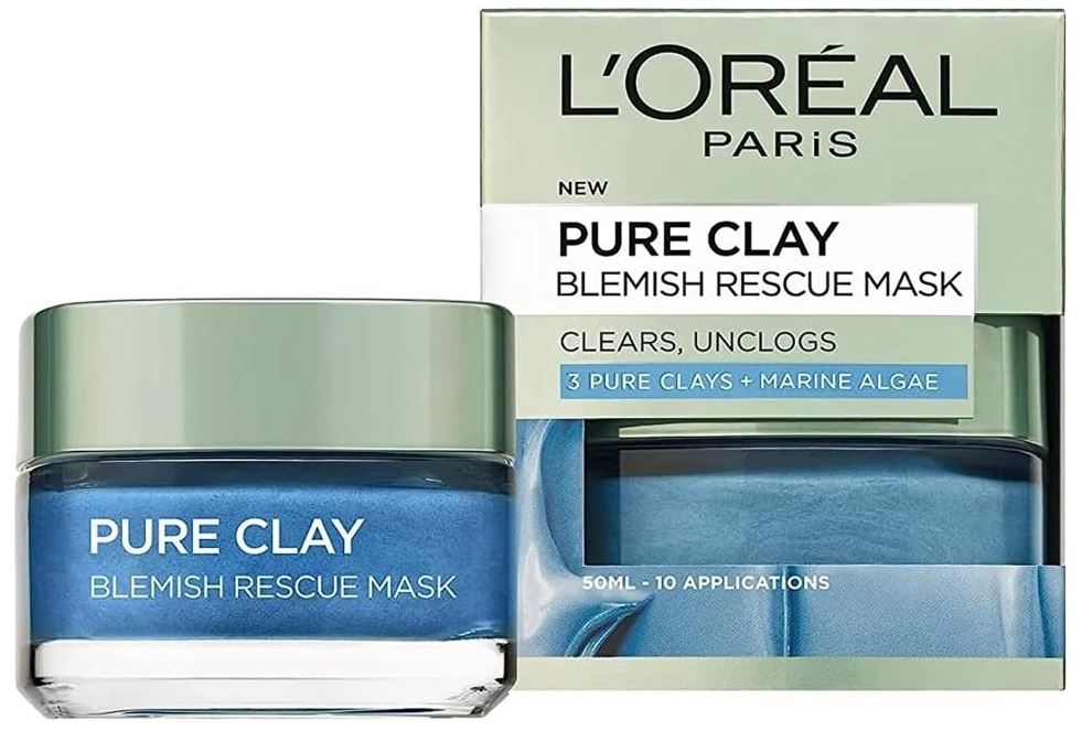 L'Oreal Paris - Masque visage aux algues bleues Pure Clay Blemish Rescue de L'Oréal Paris, 50 ml