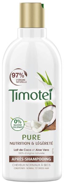 Timotei Après-Shampoing Femme Pure Nutrition et Légèreté, Lait de Coco et Aloé Vera, Idéal pour les cheveux normaux et secs - Lot de 1