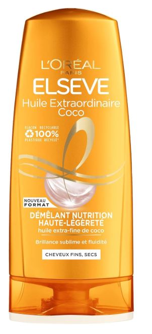 L'Oréal Paris - Démêlant Nutrition Haute-Légèreté Pour Cheveux Fins et Secs - Cheveux Brillants - Huile Extra Fine de Coco - Elseve Huile Extraordinaire - 250 ml