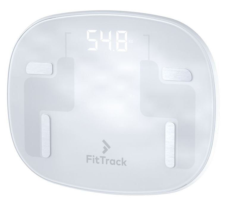 FitTrack Beebo Smart Family Scale (Digital) - Measures BMI &amp; Body Fat - Pregnant Women and Children Mode - Glass Bluetooth Bathroom Scale - IOS and Android App 