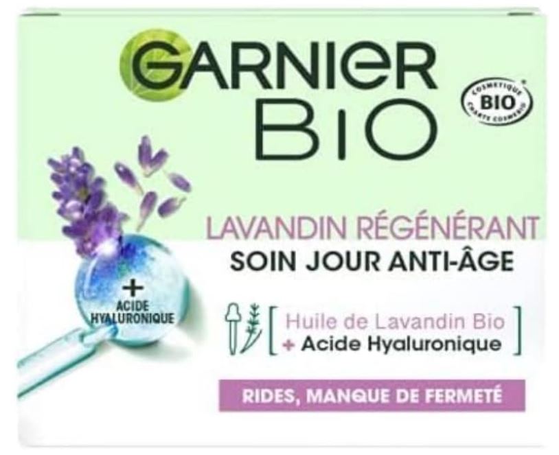 Garnier Bio - Soin Jour Anti-Âge - Lavandin Régénérant - Tous Types de Peaux Même Sensibles - 50 ml