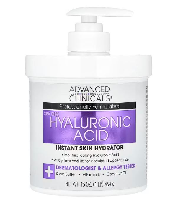 Advanced Clinicals, Acide hyaluronique, Hydratant instantané pour la peau, 454 g