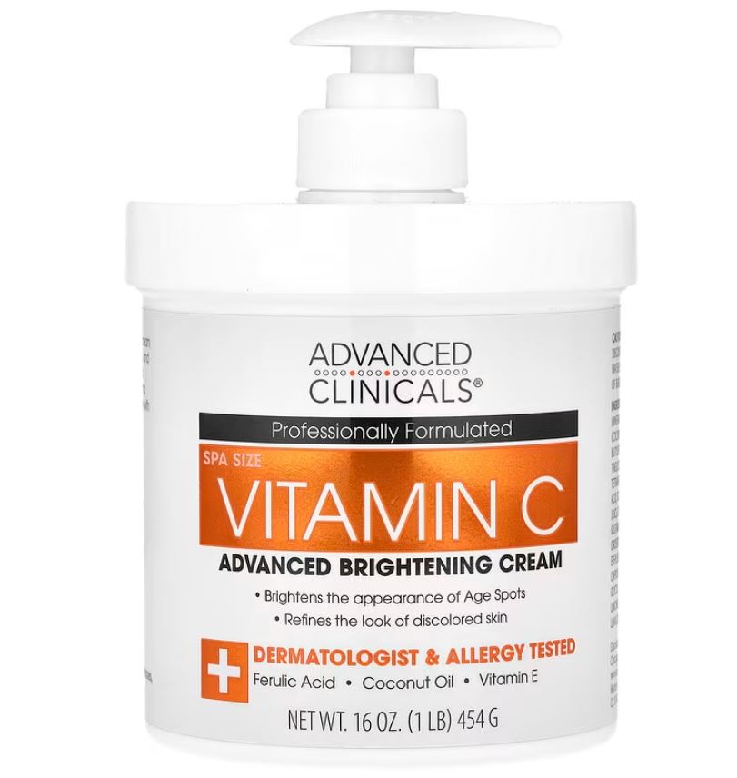 Advanced Clinicals, Vitamine C, Crème éclaircissante, Formule avancée, 454 g