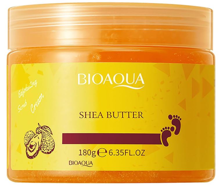 BIOAQUA Soin des pieds à base de plantes exfoliant crème nettoyante pour pieds délicats à l'huile de karité extraits naturels 180 g