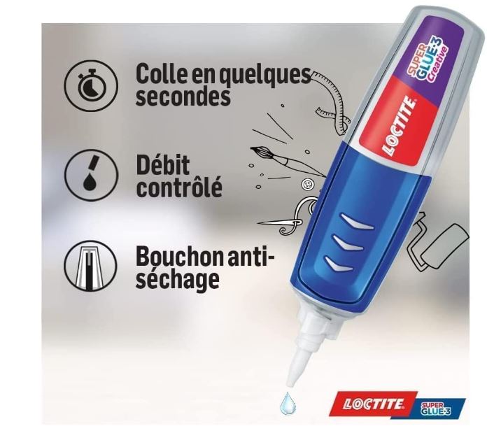 Loctite Super Glue-3 Creative lot de 2, colle instantanée sous forme de stylo pour applications précises, Gel Superglue, réajustable et ne coulant pas, colle universelle, 2 stylos 3g