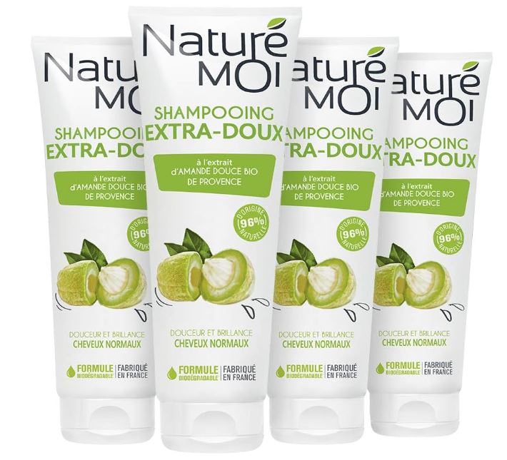 Naturé Moi – Shampooing extra-doux à l'extrait d'amande douce de Provence bio – Rend les cheveux doux et brillants – Lot de 1 - 250ml