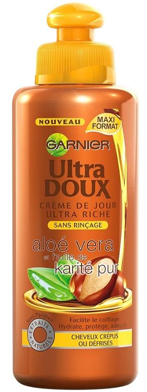 Garnier Ultra Doux Aloé Vera et Huile de Karité Pur - Crème de soin sans rinçage Cheveux Très Secs ou Frisés - Lot de 1