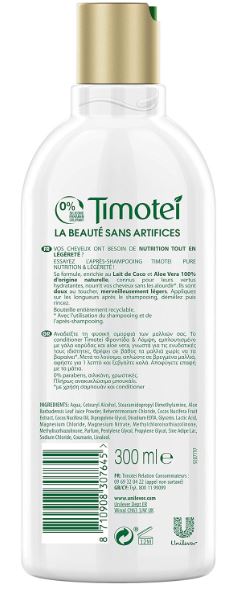 Timotei Après-Shampoing Femme Pure Nutrition et Légèreté, Lait de Coco et Aloé Vera, Idéal pour les cheveux normaux et secs - Lot de 1