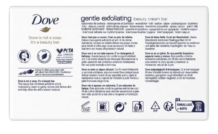 Dove Savon Gentle Peeling Soap Bar (4 x 90 g)