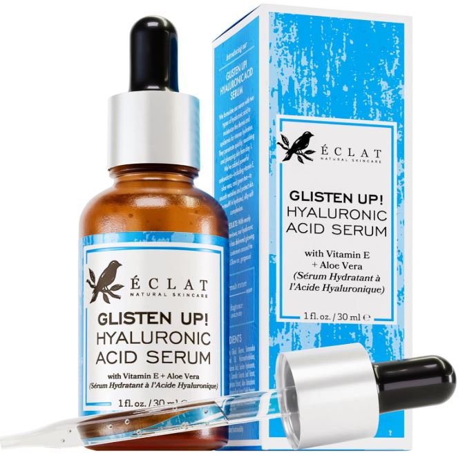 Eclat Skincare Sérum d'acide hyaluronique biologique pour le visage - Hydratant raffermissant, repulpant et régénérant anti-âge et antioxydant