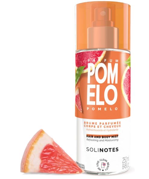 SOLINOTES Brume Parfumee Pomelo | Parfum Rafraichissant et Hydratant - Sans Alcool | Brume Parfumee Corps et Cheveux | 250 ml