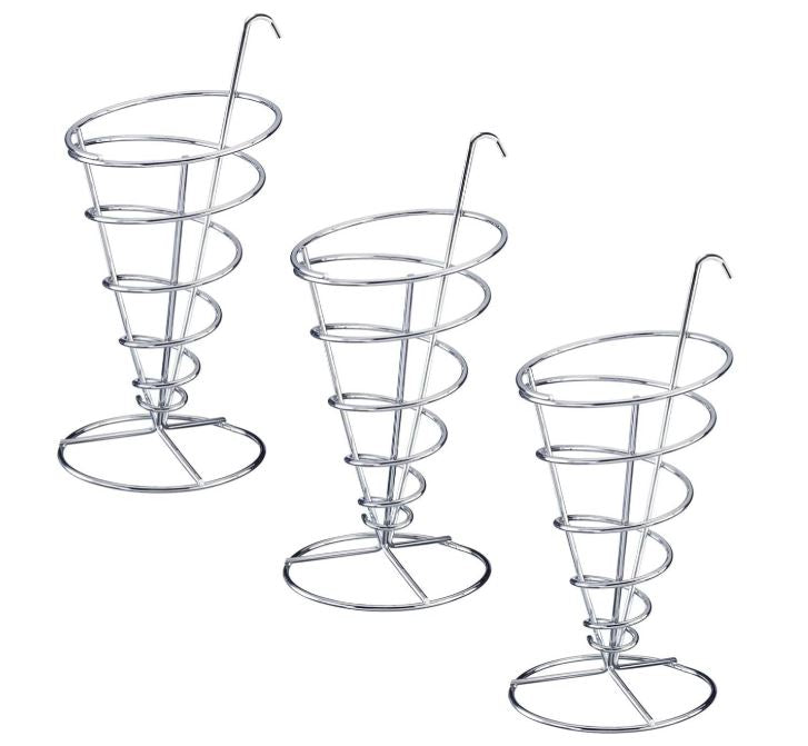 Westmark Lot de 3 supports de frites, cônes en acier inoxydable, tapas + amis, argent